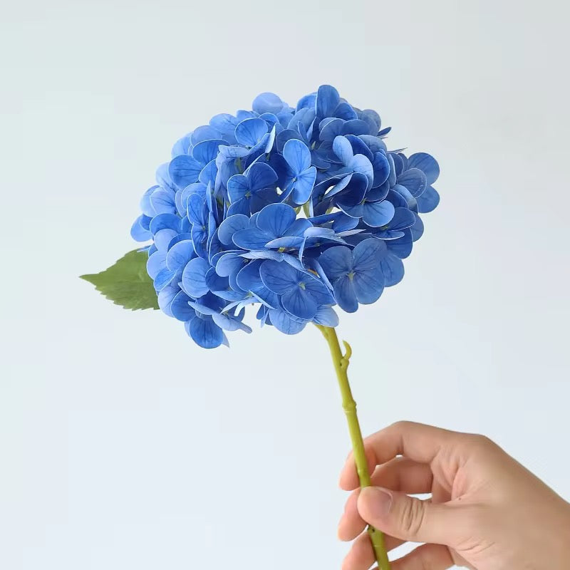 Real touch single stem blue hydrangea 13 inch artificial flower