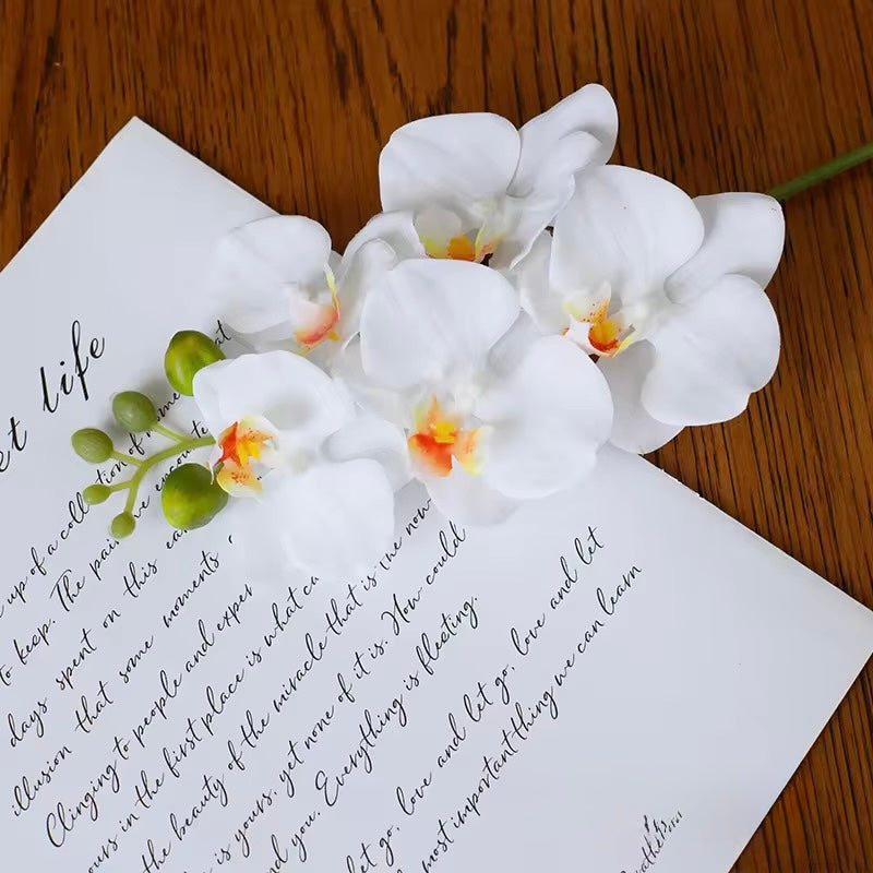 Real touch 17 inch white orchid single stem