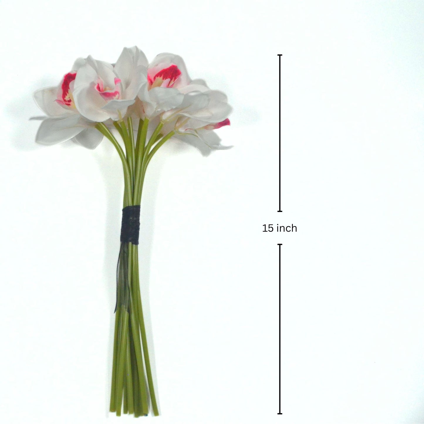 hand tied artificial white cymbidium orchid ready for display