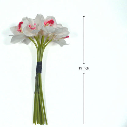 hand tied artificial white cymbidium orchid ready for display