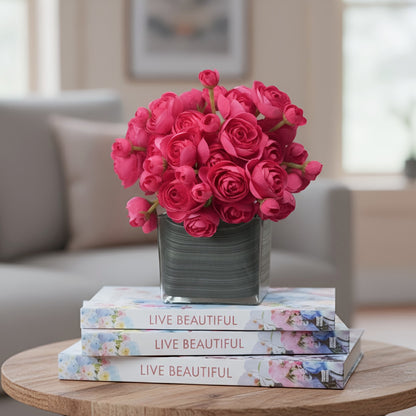 Red Ranunculus Artificial Flower Bunch Hand-Tied | Mini Blooms |