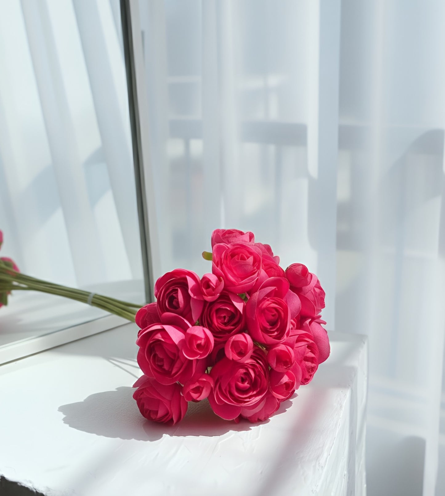 Red Ranunculus Artificial Flower Bunch Hand-Tied | Mini Blooms |
