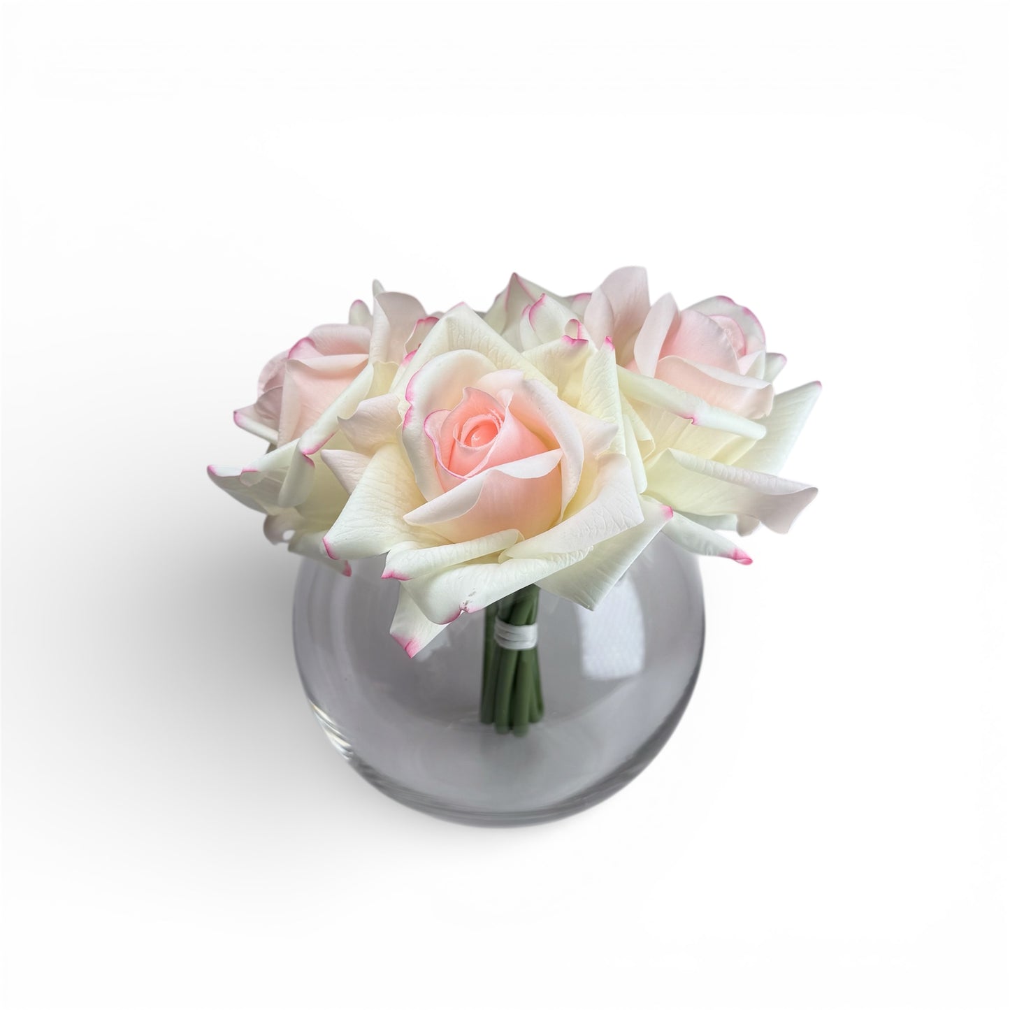 Real-Touch Creamy Pink Tip Rose in Moisturised Petals