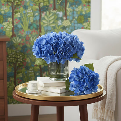 Real Touch Hydrangea Arrangements Permanently Set in illusion Water in Glass Vase