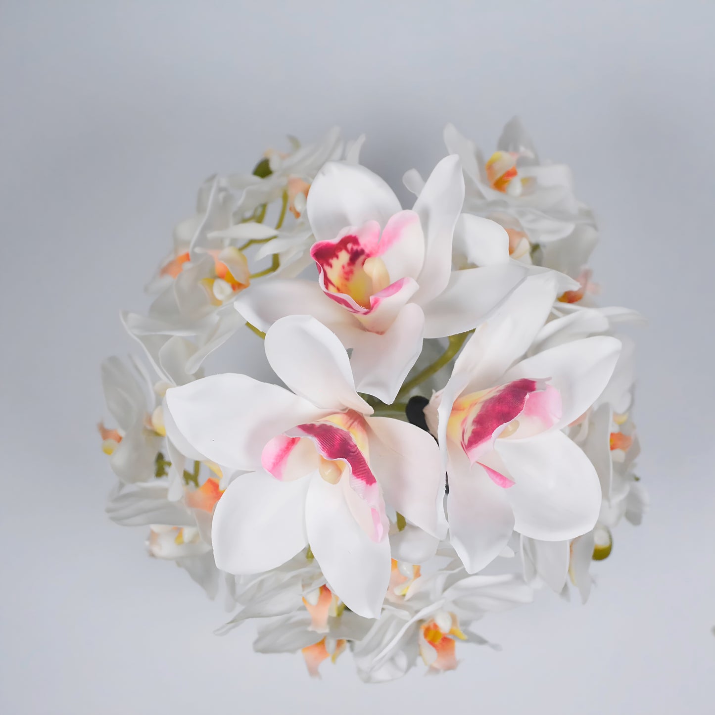 Real Touch White Moth Orchid Arrangements Permanently Set in illusion Water in Glass Vase