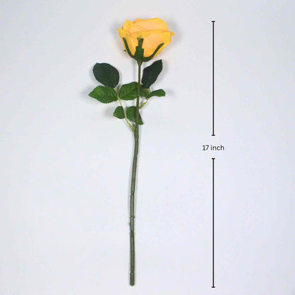 Real touch single stem yellow rose 17 inch artificial flower stem