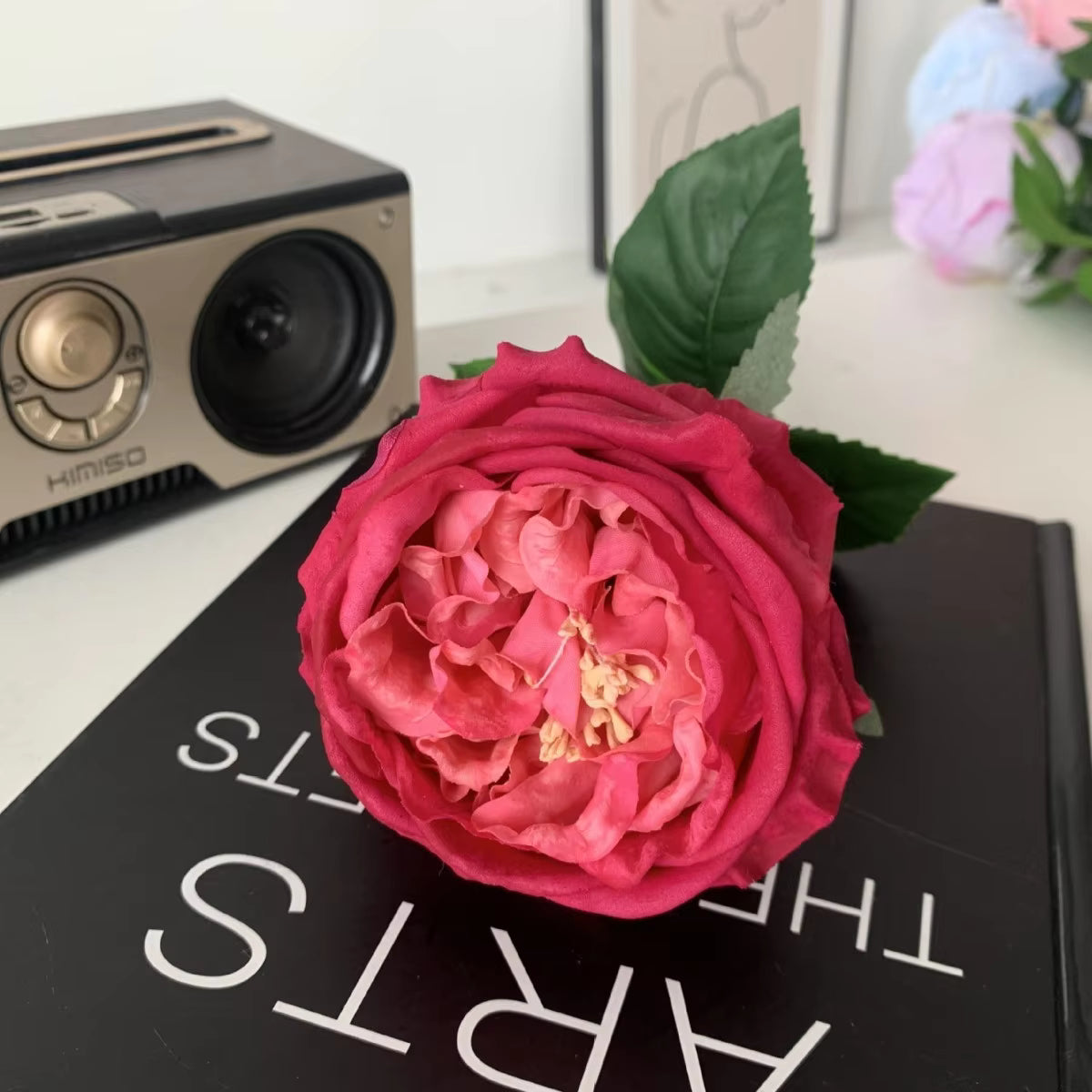 Real touch Austin rose red colour single stem