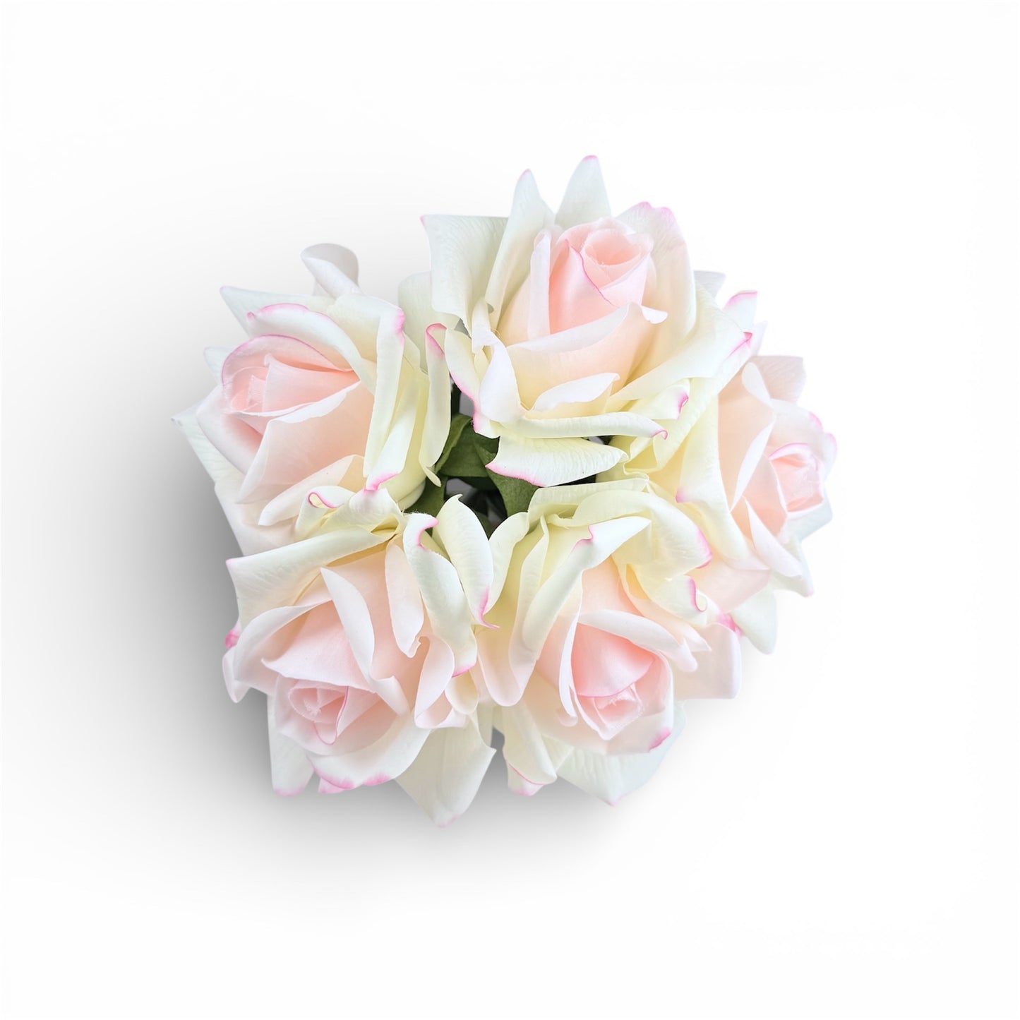 Real-Touch Creamy Pink Tip Rose in Moisturised Petals